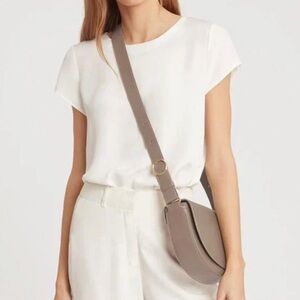 NWOT CUYANA Half Moon Shoulder Crossbody Bag in Stone